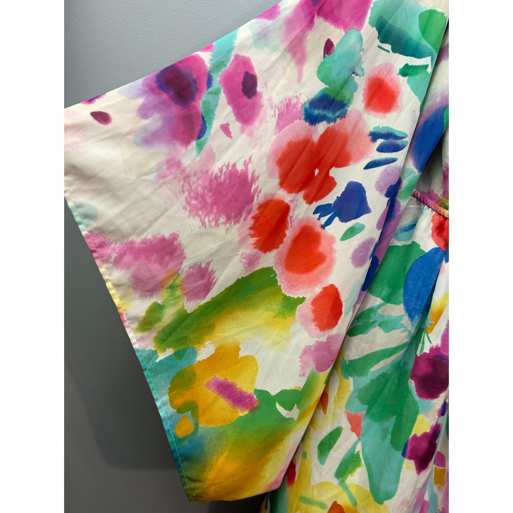 H&M Dress Women 14 Multicolor The Garden Collection Watercolor Kimono Mini - Picture 7 of 9
